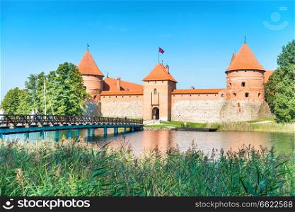 Trakai castle on island lake in Lithuania