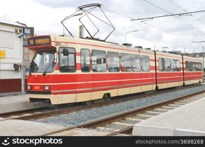 Tram Stop in Delft. Netherlands, Europe