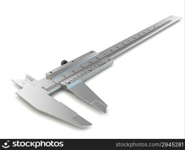 Trammel. Stainless steel caliper on white isolated background. 3d