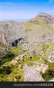 Tramontana mountains in Mallorca with far sea view balearic islands
