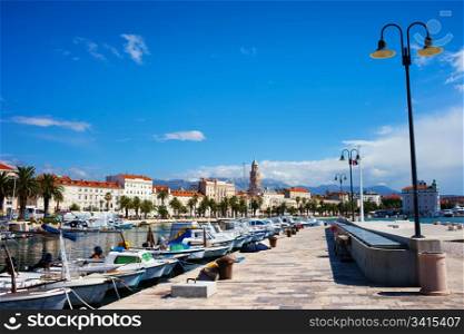 Tranquil scenery of the waterfront and port in Split, Croatia, Dalmatia County