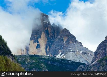 Tranquil summer Italian dolomites mountain view