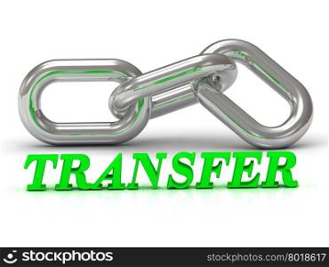 TRANSFER- inscription of color letters and Silver chain of the section on white background