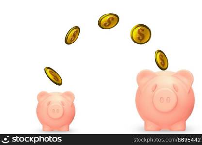 Transfer money for savings for financial and money deposit concept, 3d rendering