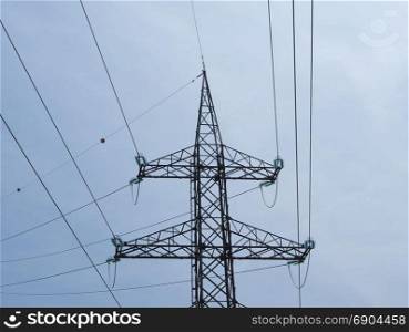 transmission line tower. an electric power high voltage transmission line tower