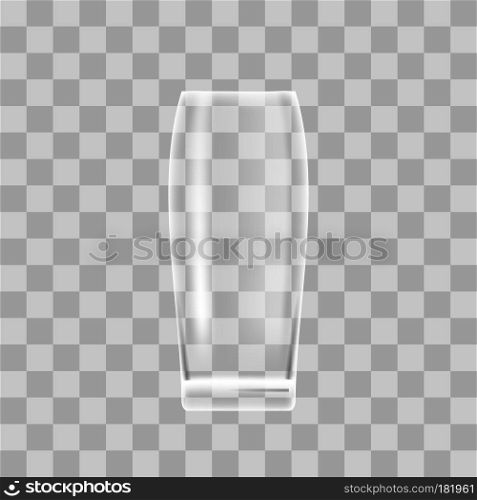 Transparent Beer Glass on Grey Checkered Background. Transparent Beer Glass on Checkered Background