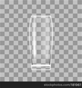 Transparent Beer Glass on Grey Checkered Background. Transparent Beer Glass on Checkered Background