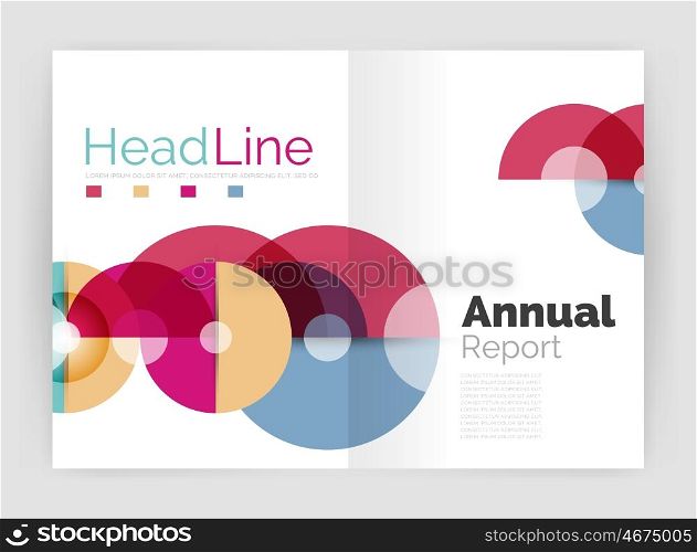 Transparent circle composition on business annual report flyer. Transparent circle composition on business annual report flyer. illustration