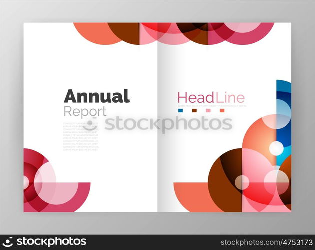 Transparent circle composition on business annual report flyer. Transparent circle composition on business annual report flyer. illustration