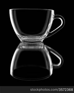 transparent cup with reflection on black