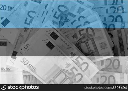 transparent estonian flag with euro banknotes