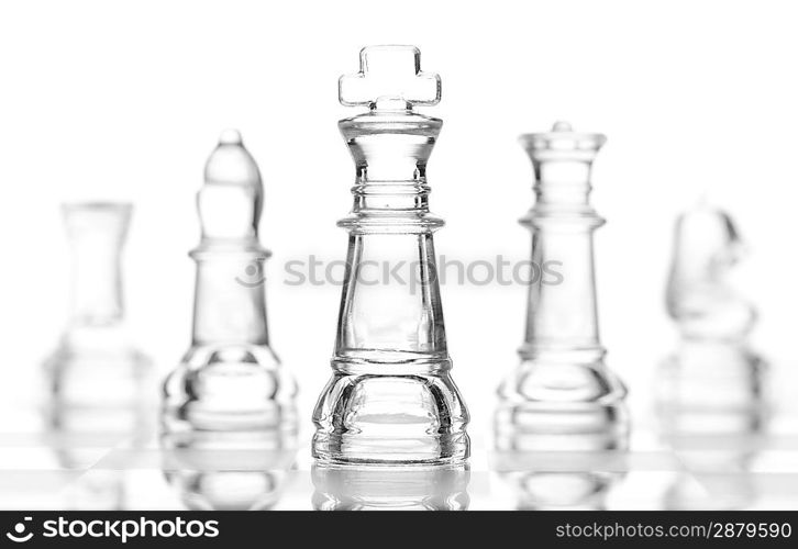 transparent glass chess isolated on white