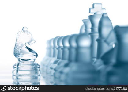 transparent glass chess isolated on white