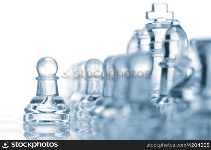 transparent glass chess isolated on white