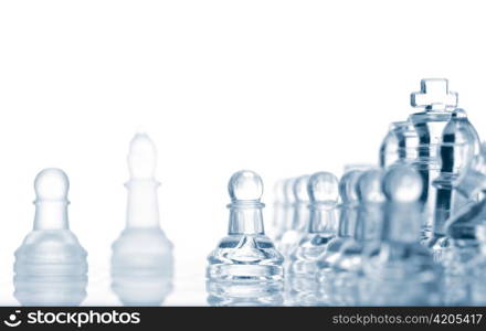 transparent glass chess isolated on white