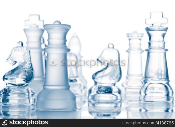 transparent glass chess isolated on white background