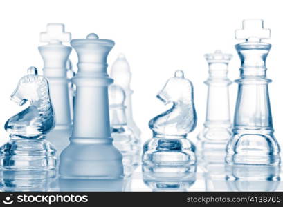 transparent glass chess isolated on white background