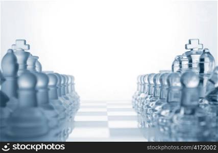 transparent glass chess pieces
