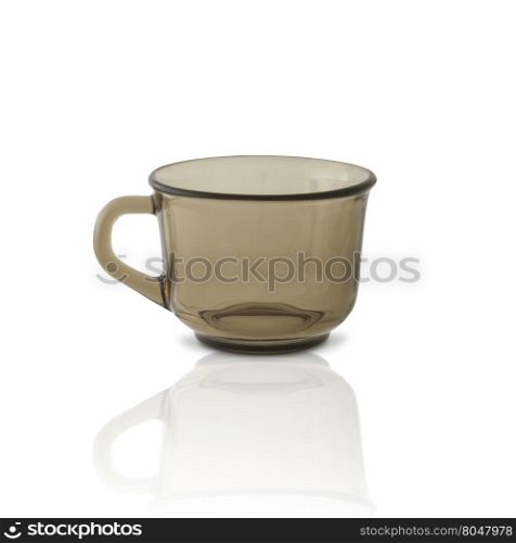 Transparent glass cup isolated closeup. With clipping path