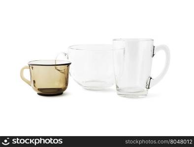 Transparent glass cup isolated closeup. With clipping path