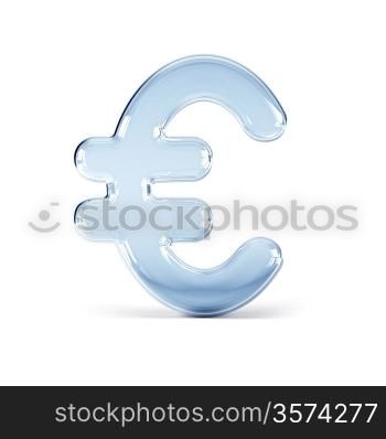 transparent glass euro symbol, 3d rendering