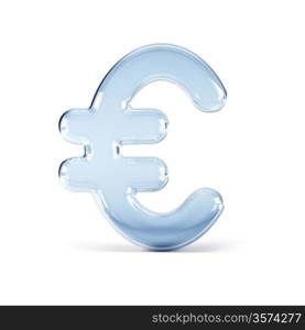 transparent glass euro symbol, 3d rendering