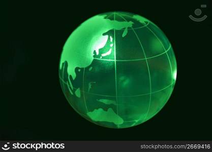 Transparent green globe of japan