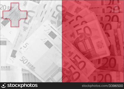 transparent maltese flag with euro banknotes
