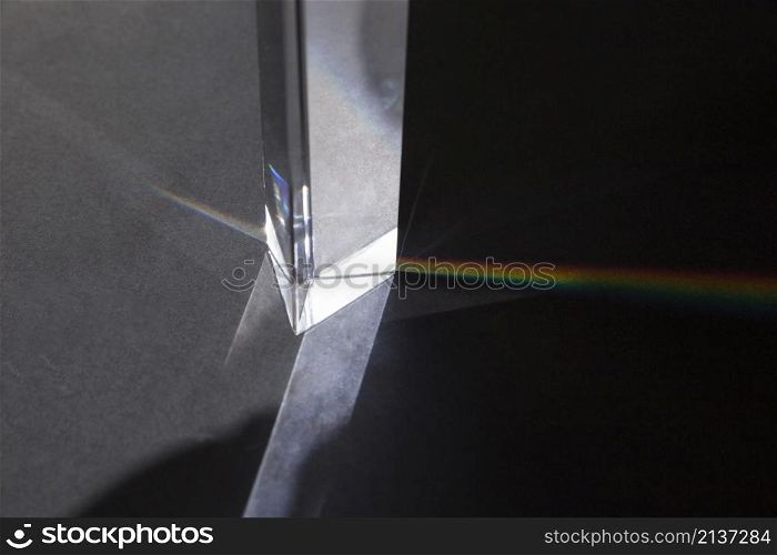 transparent prism with rainbow