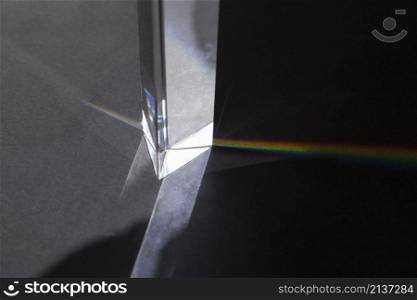transparent prism with rainbow