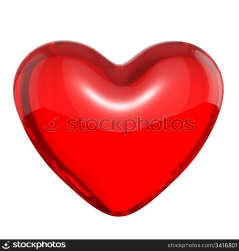 Transparent red candy heart, isolated on white background