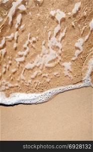 Transparent soft wave on sandy beach