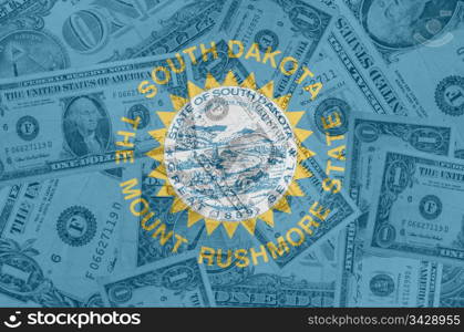 transparent united states of america state flag of south dakota with dollar currency in background symbolizing political, economical and social government