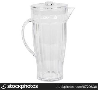 transparent water decanter isolated over white