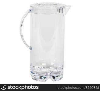 transparent water decanter isolated over white