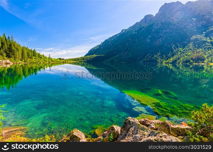 transparent water of a beautiful lake in the Tatras Sea Eye