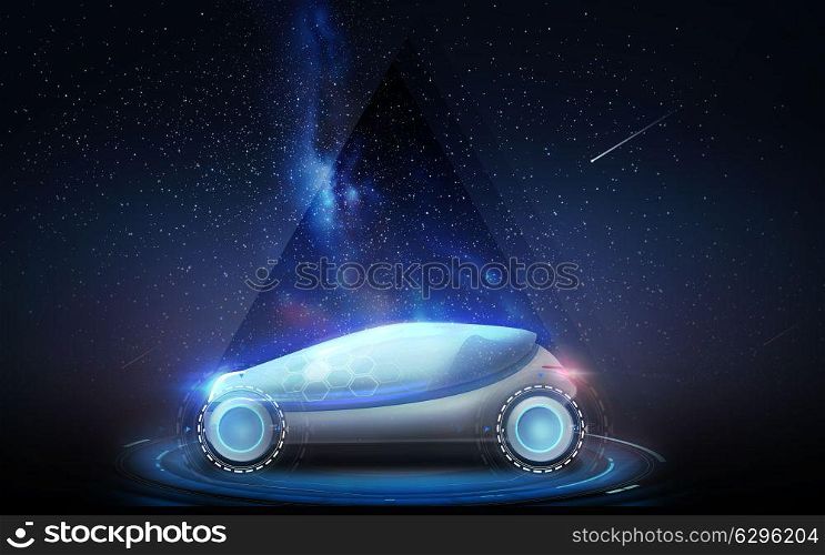 transport and future technology - futuristic concept car over space background. futuristic concept car over space background