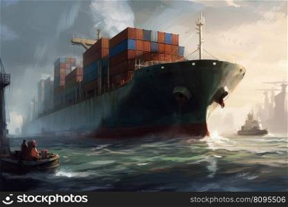Transport cargo ship. Ocean container. Generate Ai. Transport cargo ship. Generate Ai