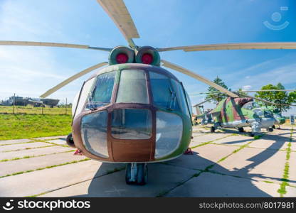 Transport-combat helicopter MI-8T on parking