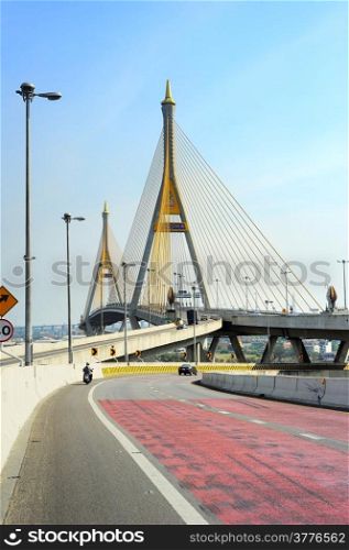 Transport on the Industrial Ring Road Bridge in Bangkok, Thailand&#xA;