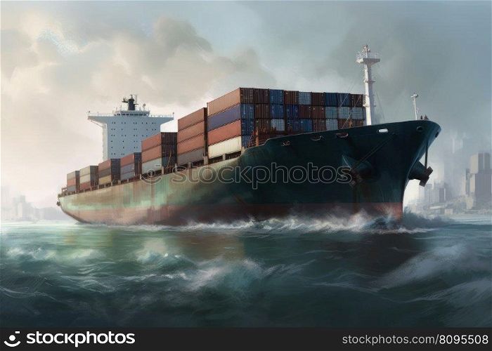 Transport ship. Export vessel terminal. Generate Ai. Transport ship. Generate Ai