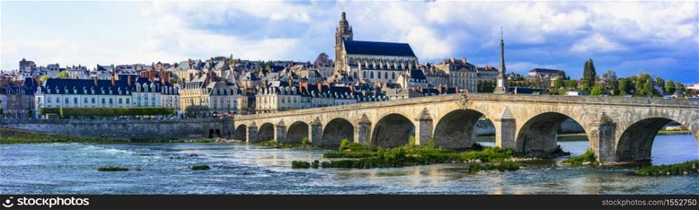 Travel and landmarks of France. medieval town Blois, famous royal castle of Loire valley. landmarks of France. Castles of Loire valley. Chateau de Blois.
