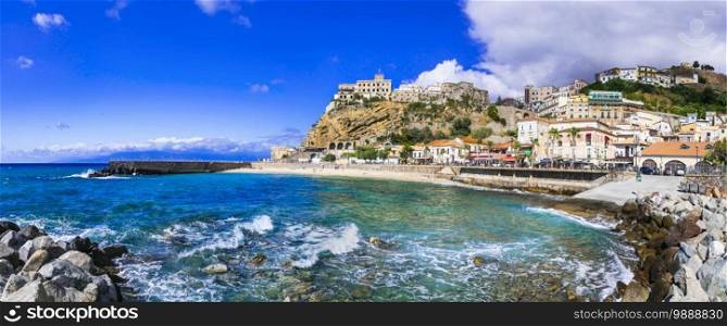 Travel and landmarks of souther Italy, Calabria. Beautiful coastal town Pizzo Calabro