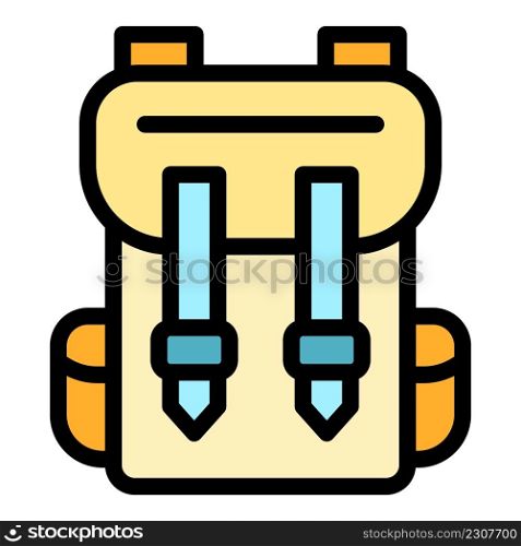 Travel backpack icon. Outline travel backpack vector icon color flat isolated. Travel backpack icon color outline vector
