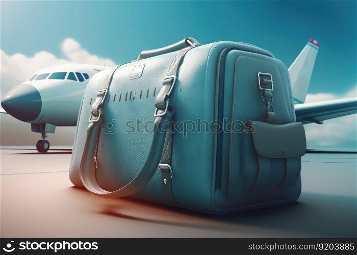 Travel bag airplane. View cruise. Generate Ai. Travel bag airplane. Generate Ai