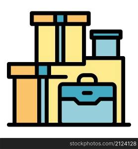 Travel bags icon. Outline travel bags vector icon color flat isolated. Travel bags icon color outline vector