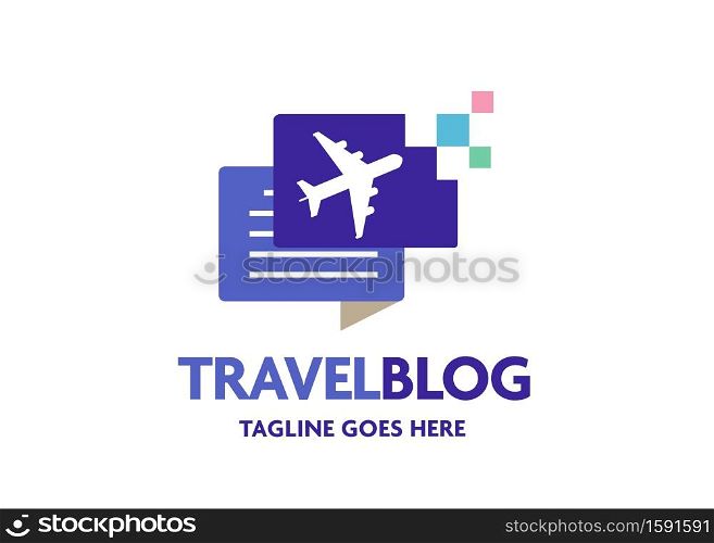 travel blog with simple air plane symbol vector illustration, traveler logo vector