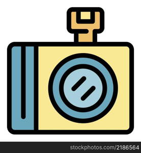 Travel camera icon. Outline travel camera vector icon color flat isolated. Travel camera icon color outline vector