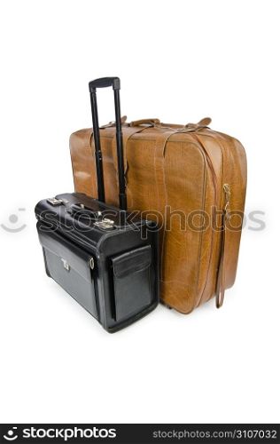 Travel concept with suitcase on white