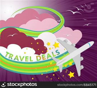 Travel Deals Plane Indicates Discount Tours 3d Illustration